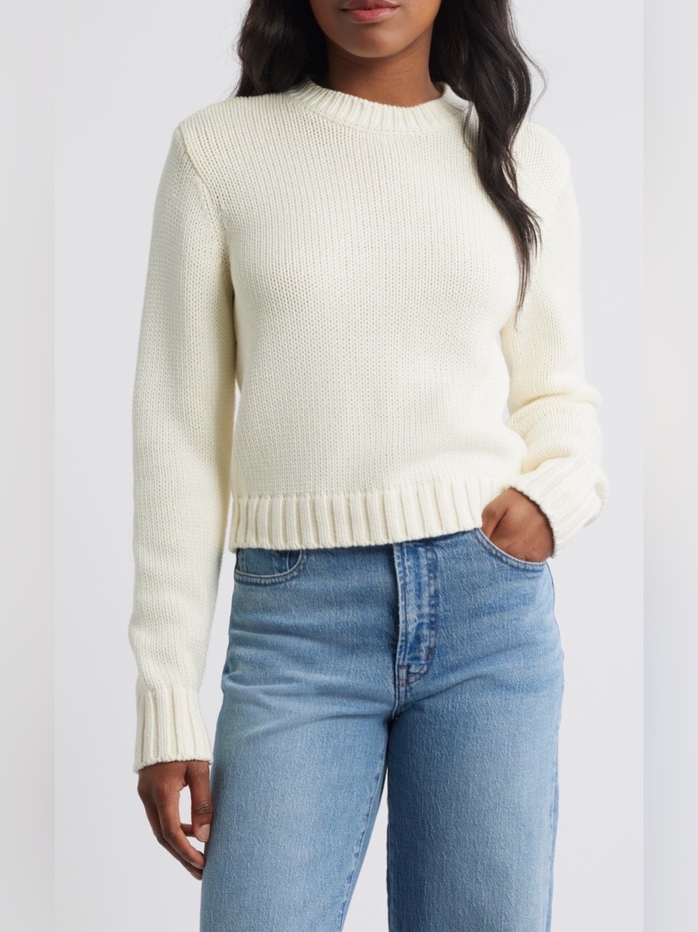 Madewell Solid Relaxed Cotton Sweater Ivory cream XXL NWT